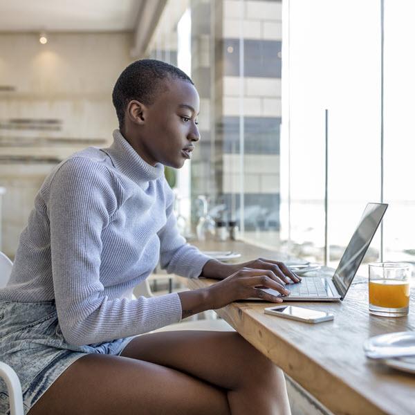 Woman on laptop.