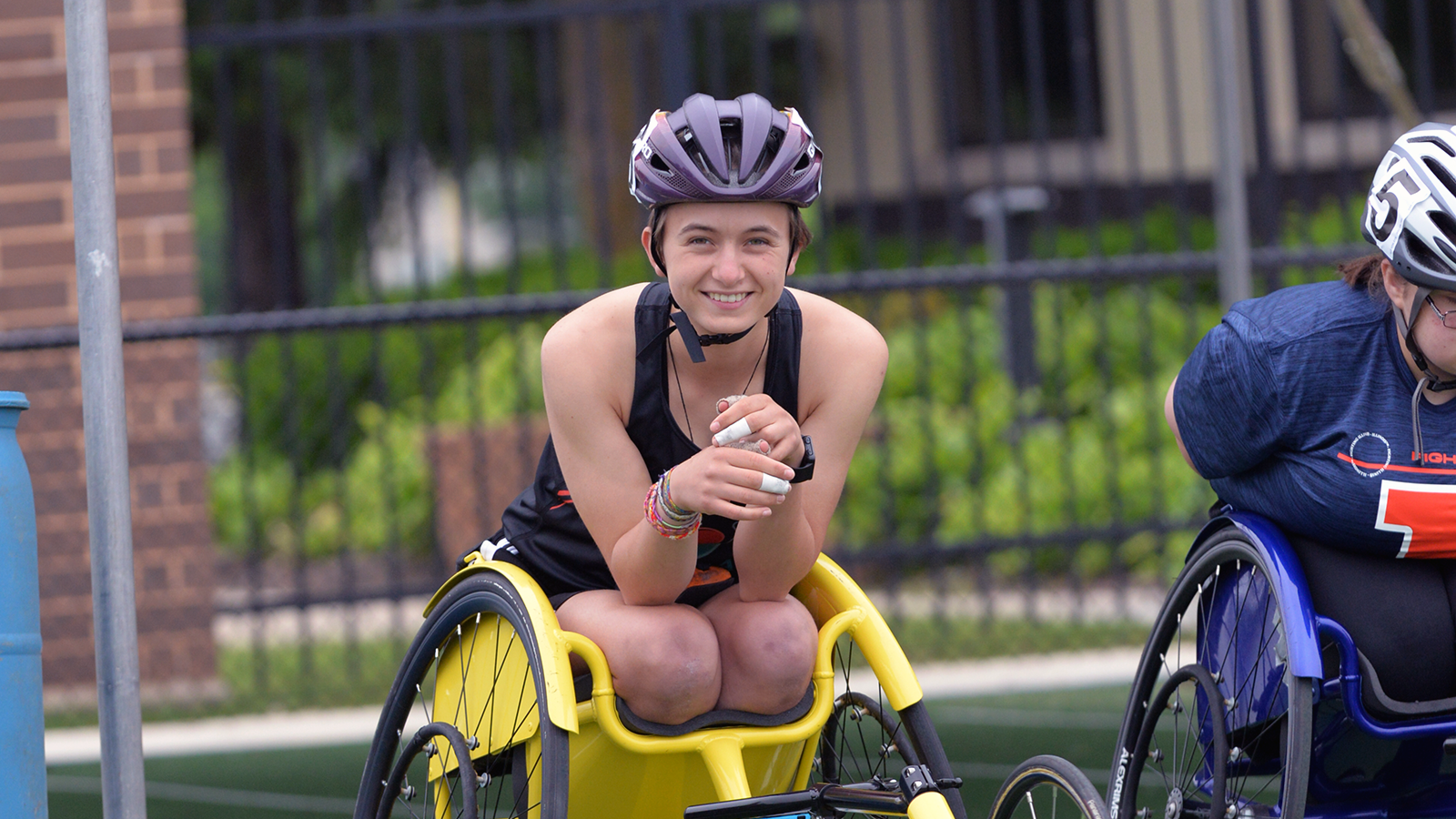 Maria Velat competing in para-cycling