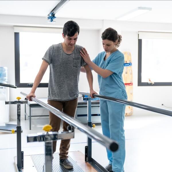 Man receiving physical therapy.