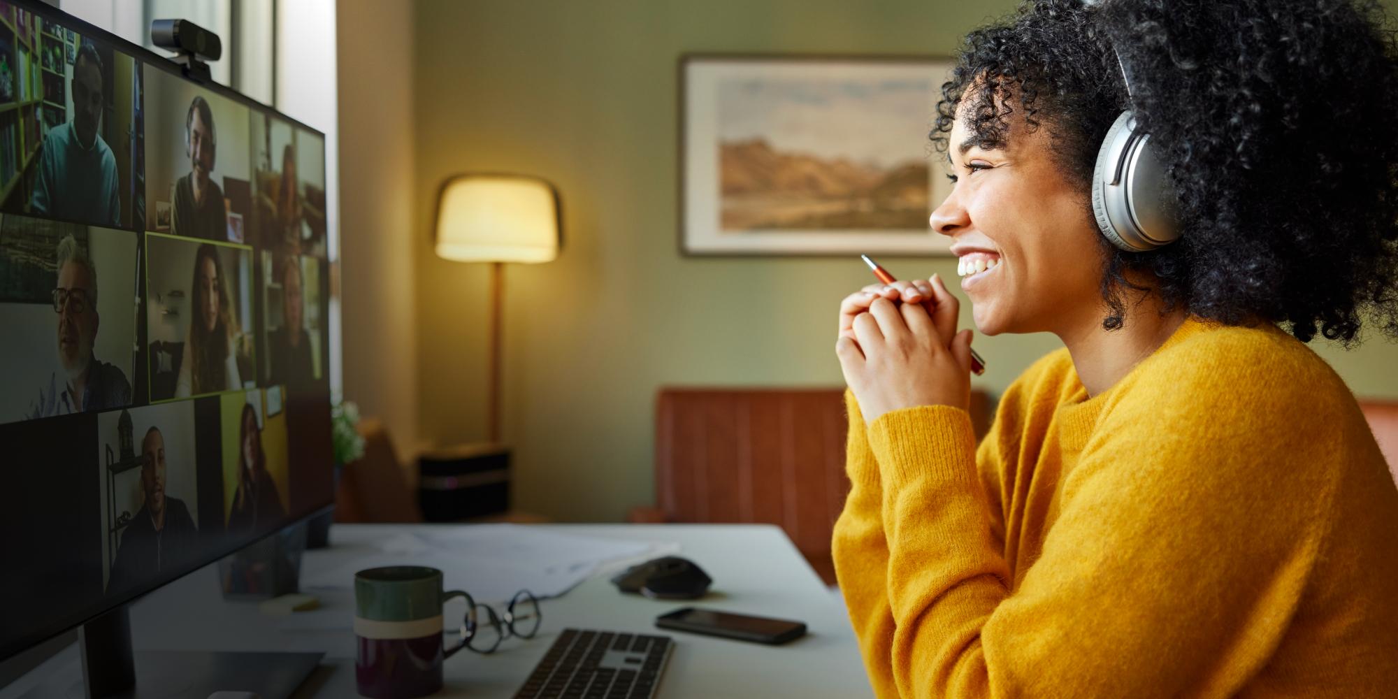 Multiracial colleagues discussing on video call Multiracial colleagues discussing on video call