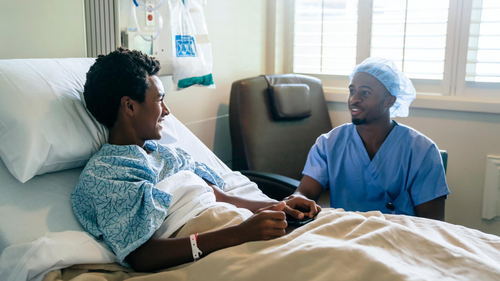 Man in a hospital bed